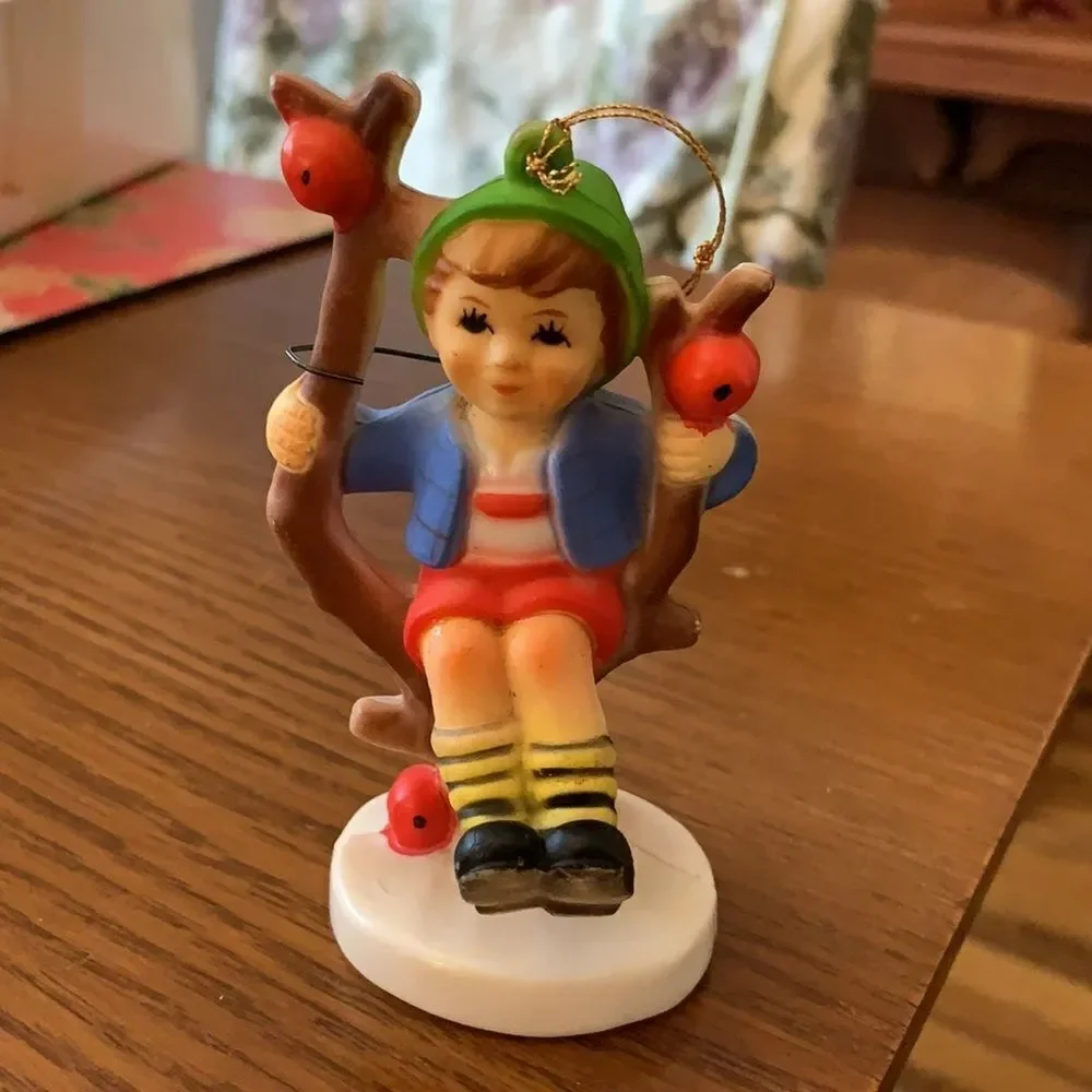 Vtg Hummel “look” boy‎ sitting in tree Christmas tree ornament